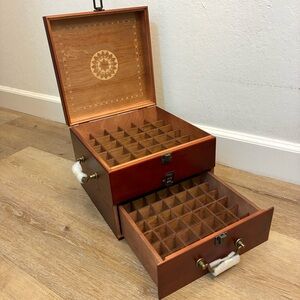 MPFORLIFE 2-Tier Essential Oil Storage Wooden Box 85 Slot w/ Drawer Case.
